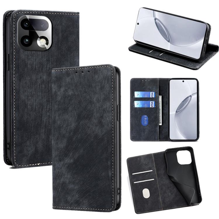 RFID Anti-theft Brush Magnetic Leather Phone Case, For Realme P4 Power 5G, For Realme Note 80 4G, For Realme C83 5G, For Realme Neo8 5G, For Realme 16 5G Global, For Realme 16 Pro+ 5G, For Realme 16 Pro 5G, For Realme P4x 5G, For Realme C85 5G