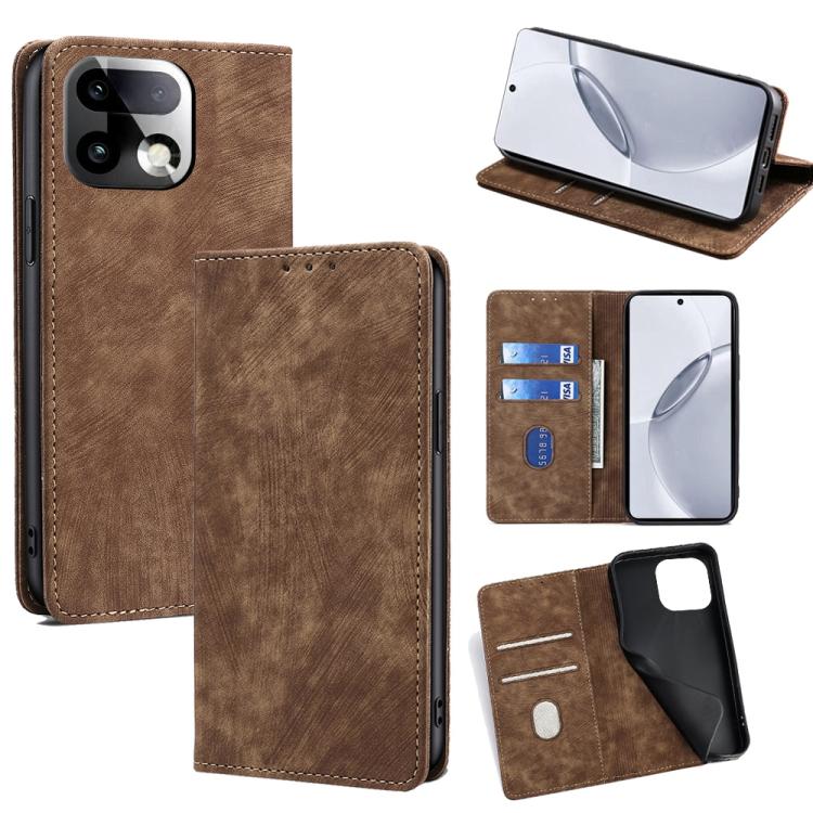 RFID Anti-theft Brush Magnetic Leather Phone Case, For Realme P4 Power 5G, For Realme Note 80 4G, For Realme C83 5G, For Realme Neo8 5G, For Realme 16 5G Global, For Realme 16 Pro+ 5G, For Realme 16 Pro 5G, For Realme P4x 5G, For Realme C85 5G