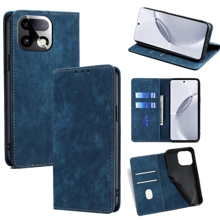 RFID Anti-theft Brush Magnetic Leather Phone Case, For Realme P4 Power 5G, For Realme Note 80 4G, For Realme C83 5G, For Realme Neo8 5G, For Realme 16 5G Global, For Realme 16 Pro+ 5G, For Realme 16 Pro 5G, For Realme P4x 5G, For Realme C85 5G