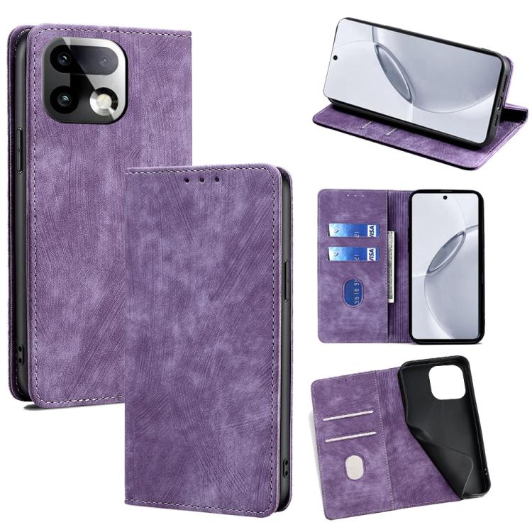 RFID Anti-theft Brush Magnetic Leather Phone Case, For Realme P4 Power 5G, For Realme Note 80 4G, For Realme C83 5G, For Realme Neo8 5G, For Realme 16 5G Global, For Realme 16 Pro+ 5G, For Realme 16 Pro 5G, For Realme P4x 5G, For Realme C85 5G