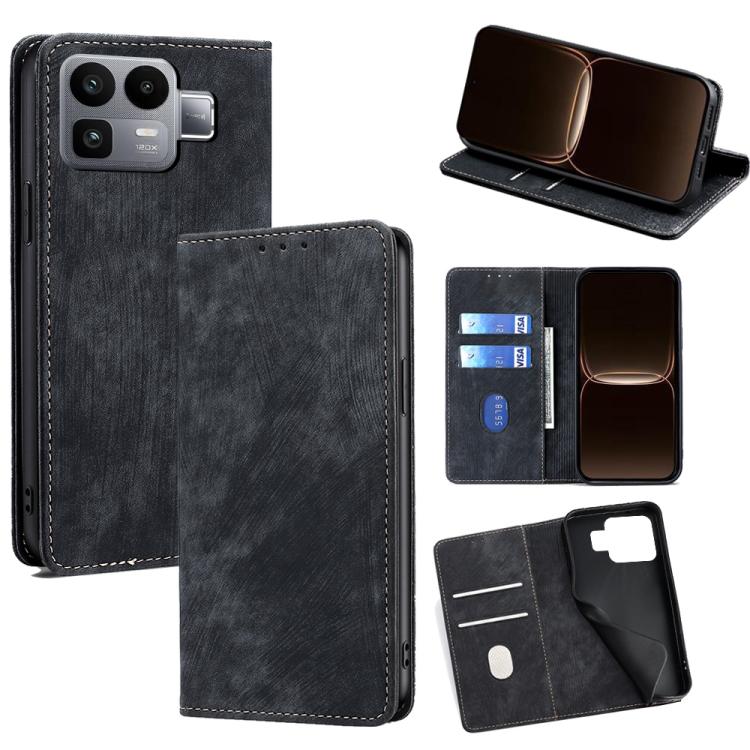 RFID Anti-theft Brush Magnetic Leather Phone Case, For Realme P4 Power 5G, For Realme Note 80 4G, For Realme C83 5G, For Realme Neo8 5G, For Realme 16 5G Global, For Realme 16 Pro+ 5G, For Realme 16 Pro 5G, For Realme P4x 5G, For Realme C85 5G