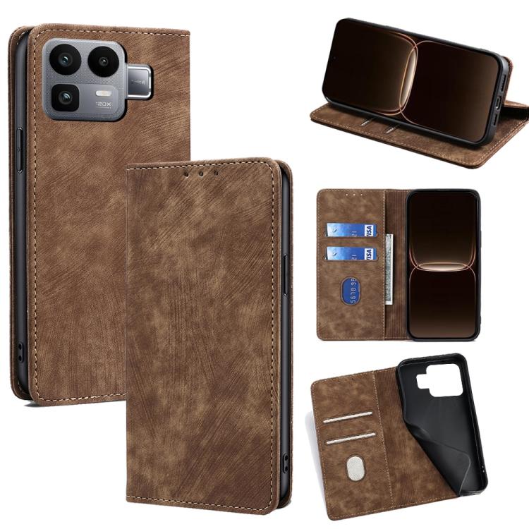 RFID Anti-theft Brush Magnetic Leather Phone Case, For Realme P4 Power 5G, For Realme Note 80 4G, For Realme C83 5G, For Realme Neo8 5G, For Realme 16 5G Global, For Realme 16 Pro+ 5G, For Realme 16 Pro 5G, For Realme P4x 5G, For Realme C85 5G