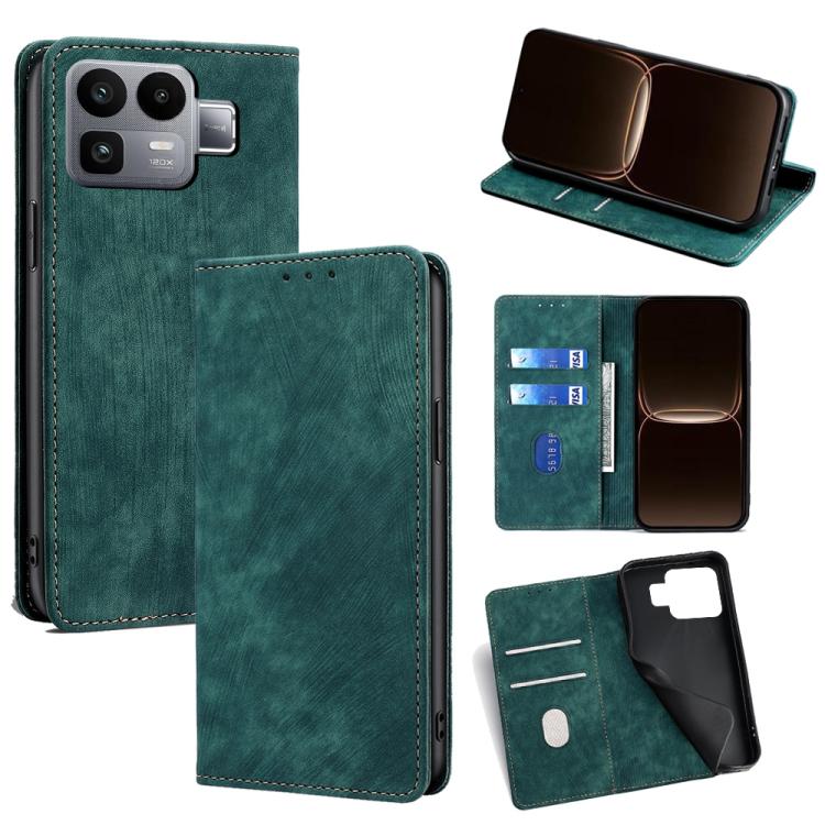RFID Anti-theft Brush Magnetic Leather Phone Case, For Realme P4 Power 5G, For Realme Note 80 4G, For Realme C83 5G, For Realme Neo8 5G, For Realme 16 5G Global, For Realme 16 Pro+ 5G, For Realme 16 Pro 5G, For Realme P4x 5G, For Realme C85 5G