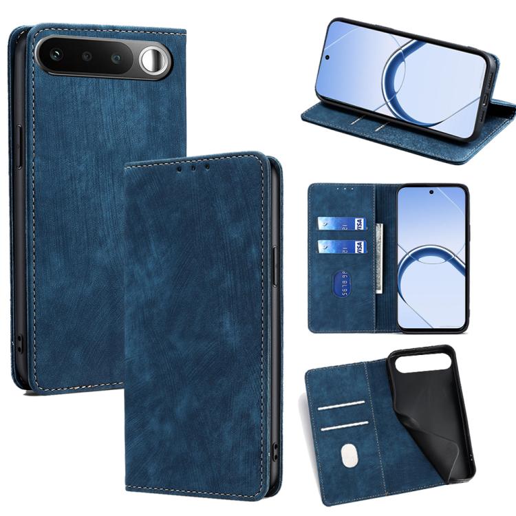 RFID Anti-theft Brush Magnetic Leather Phone Case, For Realme P4 Power 5G, For Realme Note 80 4G, For Realme C83 5G, For Realme Neo8 5G, For Realme 16 5G Global, For Realme 16 Pro+ 5G, For Realme 16 Pro 5G, For Realme P4x 5G, For Realme C85 5G