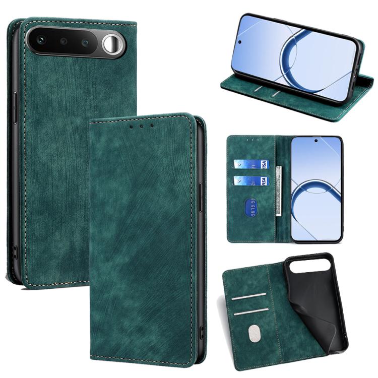 RFID Anti-theft Brush Magnetic Leather Phone Case, For Realme P4 Power 5G, For Realme Note 80 4G, For Realme C83 5G, For Realme Neo8 5G, For Realme 16 5G Global, For Realme 16 Pro+ 5G, For Realme 16 Pro 5G, For Realme P4x 5G, For Realme C85 5G