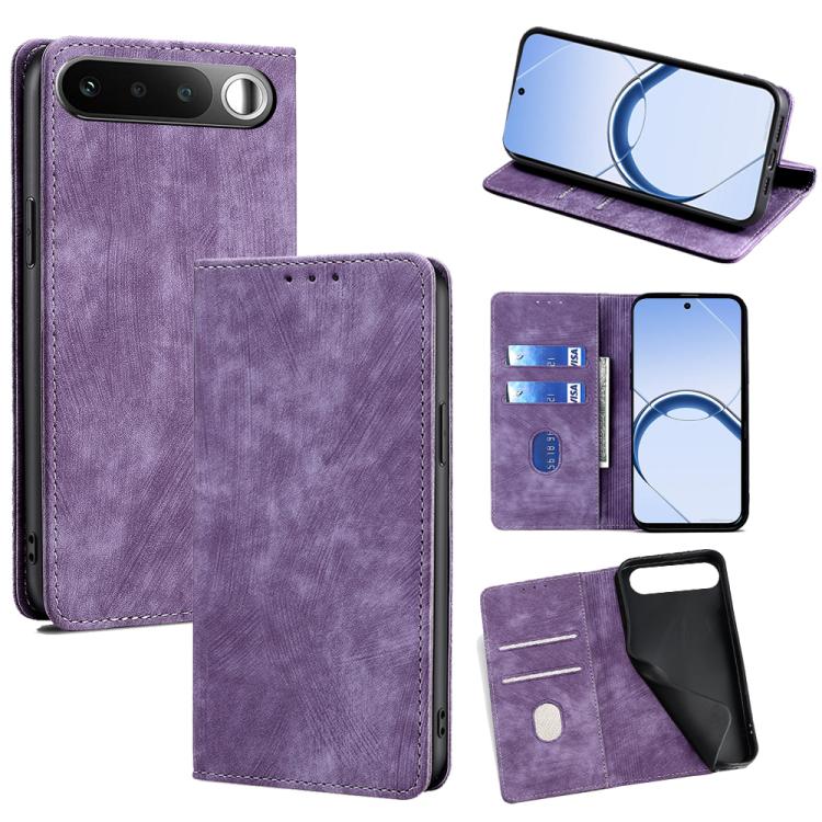 RFID Anti-theft Brush Magnetic Leather Phone Case, For Realme P4 Power 5G, For Realme Note 80 4G, For Realme C83 5G, For Realme Neo8 5G, For Realme 16 5G Global, For Realme 16 Pro+ 5G, For Realme 16 Pro 5G, For Realme P4x 5G, For Realme C85 5G