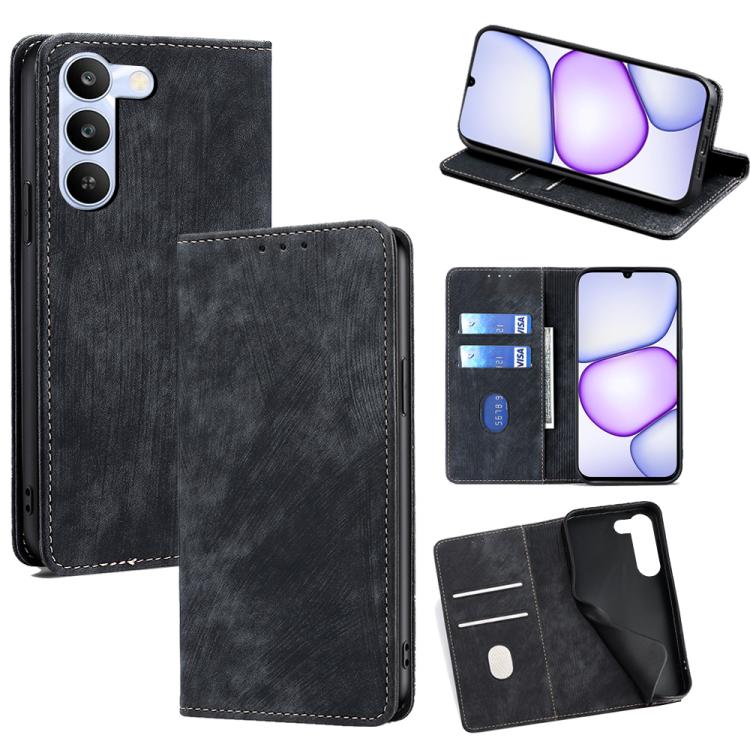 RFID Anti-theft Brush Magnetic Leather Phone Case, For Realme P4 Power 5G, For Realme Note 80 4G, For Realme C83 5G, For Realme Neo8 5G, For Realme 16 5G Global, For Realme 16 Pro+ 5G, For Realme 16 Pro 5G, For Realme P4x 5G, For Realme C85 5G