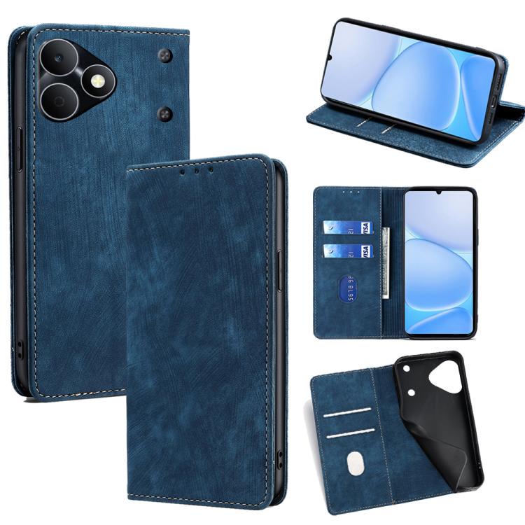 RFID Anti-theft Brush Magnetic Leather Phone Case, For Realme P4 Power 5G, For Realme Note 80 4G, For Realme C83 5G, For Realme Neo8 5G, For Realme 16 5G Global, For Realme 16 Pro+ 5G, For Realme 16 Pro 5G, For Realme P4x 5G, For Realme C85 5G