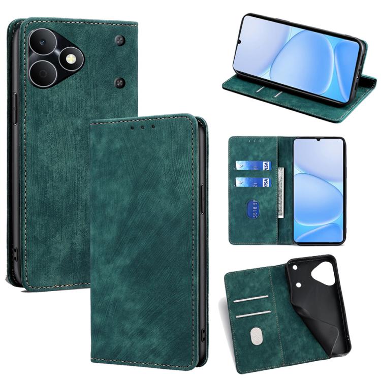 RFID Anti-theft Brush Magnetic Leather Phone Case, For Realme P4 Power 5G, For Realme Note 80 4G, For Realme C83 5G, For Realme Neo8 5G, For Realme 16 5G Global, For Realme 16 Pro+ 5G, For Realme 16 Pro 5G, For Realme P4x 5G, For Realme C85 5G
