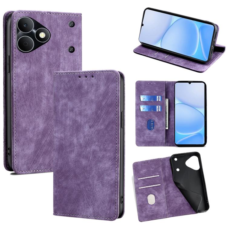 RFID Anti-theft Brush Magnetic Leather Phone Case, For Realme P4 Power 5G, For Realme Note 80 4G, For Realme C83 5G, For Realme Neo8 5G, For Realme 16 5G Global, For Realme 16 Pro+ 5G, For Realme 16 Pro 5G, For Realme P4x 5G, For Realme C85 5G