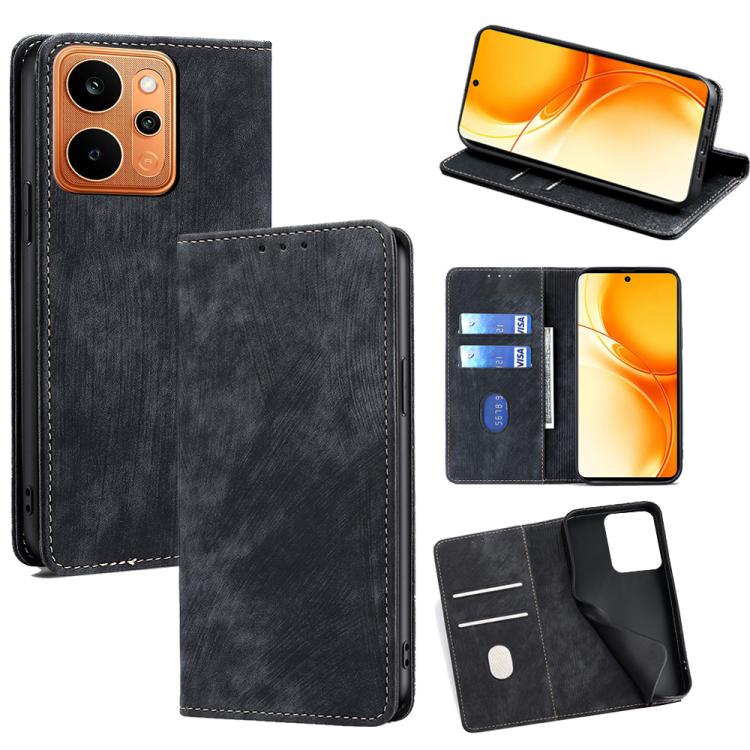 RFID Anti-theft Brush Magnetic Leather Phone Case, For Realme P4 Power 5G, For Realme Note 80 4G, For Realme C83 5G, For Realme Neo8 5G, For Realme 16 5G Global, For Realme 16 Pro+ 5G, For Realme 16 Pro 5G, For Realme P4x 5G, For Realme C85 5G