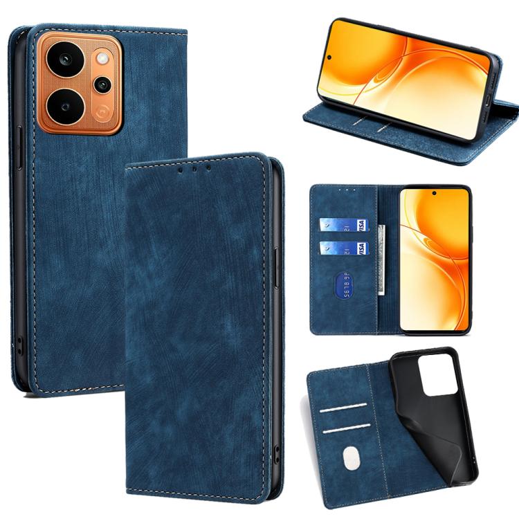 RFID Anti-theft Brush Magnetic Leather Phone Case, For Realme P4 Power 5G, For Realme Note 80 4G, For Realme C83 5G, For Realme Neo8 5G, For Realme 16 5G Global, For Realme 16 Pro+ 5G, For Realme 16 Pro 5G, For Realme P4x 5G, For Realme C85 5G