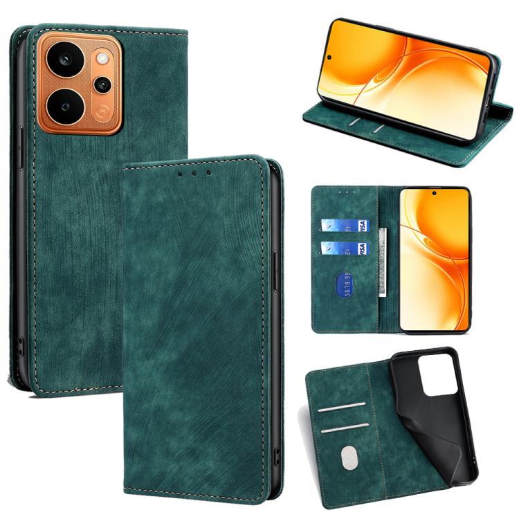 RFID Anti-theft Brush Magnetic Leather Phone Case, For Realme P4 Power 5G, For Realme Note 80 4G, For Realme C83 5G, For Realme Neo8 5G, For Realme 16 5G Global, For Realme 16 Pro+ 5G, For Realme 16 Pro 5G, For Realme P4x 5G, For Realme C85 5G