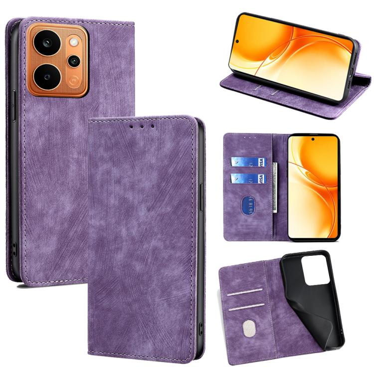 RFID Anti-theft Brush Magnetic Leather Phone Case, For Realme P4 Power 5G, For Realme Note 80 4G, For Realme C83 5G, For Realme Neo8 5G, For Realme 16 5G Global, For Realme 16 Pro+ 5G, For Realme 16 Pro 5G, For Realme P4x 5G, For Realme C85 5G