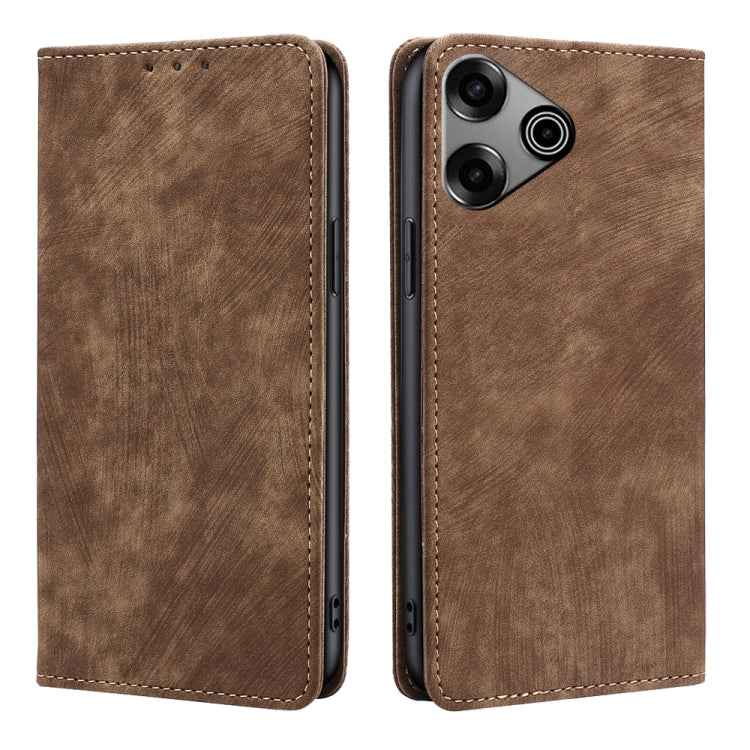 RFID Anti-theft Brush Magnetic Leather Phone Case, For Tecno Pova 6 Neo 4G, For Tecno Camon 30 Pro 5G, For Tecno Camon 30, For Tecno Pova 6 Pro 5G, For Tecno Pova 5 Pro, For Tecno Pova Neo 3, For Tecno Camon 20 Premier 5G, For Tecno Camon 20 Pro 5G    ...