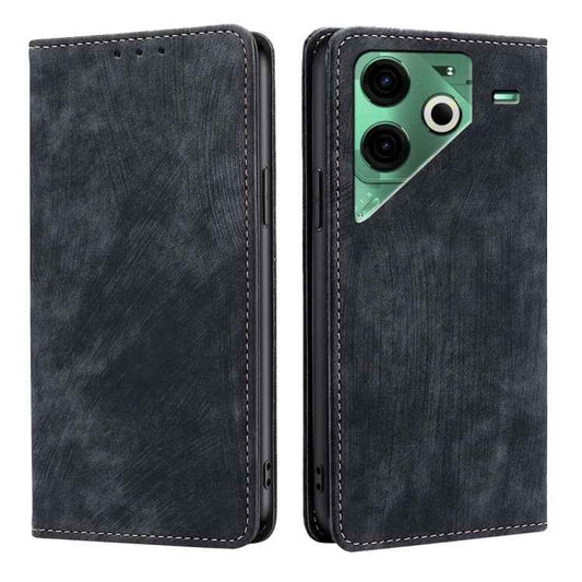 RFID Anti-theft Brush Magnetic Leather Phone Case, For Tecno Pova 6 Neo 4G, For Tecno Camon 30 Pro 5G, For Tecno Camon 30, For Tecno Pova 6 Pro 5G, For Tecno Pova 5 Pro, For Tecno Pova Neo 3, For Tecno Camon 20 Premier 5G, For Tecno Camon 20 Pro 5G    ...