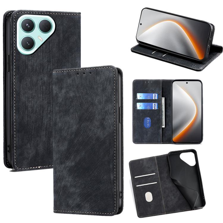 RFID Anti-theft Brush Magnetic Leather Phone Case, For Tecno Pova Slim 5G / Spark Slim 4G, For Tecno Pova 7 Pro, For Tecno Pova 7 5G, For Tecno Spark 40 Pro+ 4G, For Tecno Spark 40 Pro 4G, For Tecno Camon 40 Premier 5G, For Tecno Spark 30 4G           ...