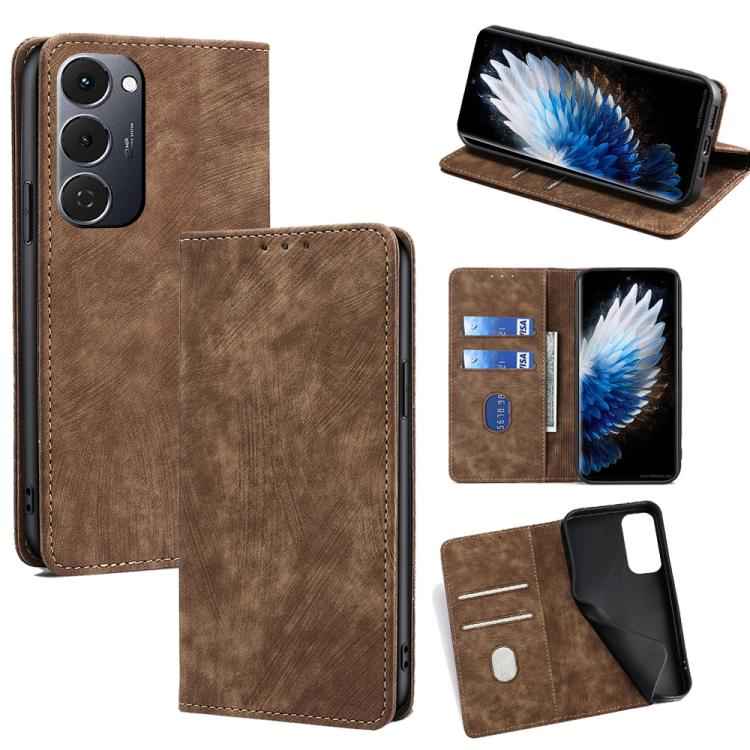 RFID Anti-theft Brush Magnetic Leather Phone Case, For Tecno Pova Slim 5G / Spark Slim 4G, For Tecno Pova 7 Pro, For Tecno Spark 40 Pro+ 4G, For Tecno Spark 40 Pro 4G, For Tecno Camon 40 Premier 5G, For Tecno Spark 30 4G, For Tecno Pova 6 Neo 5G       ...
