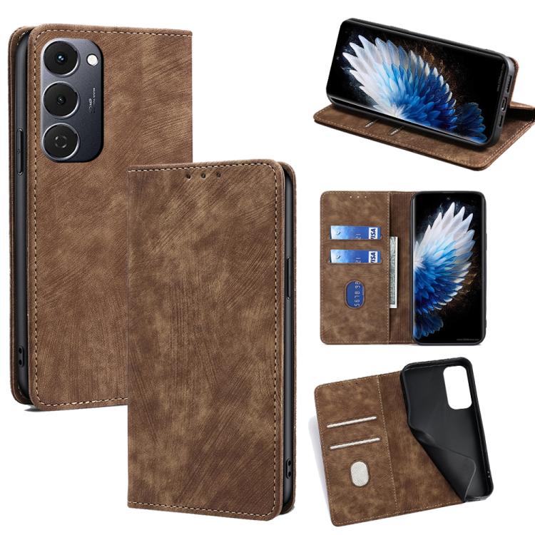 RFID Anti-theft Brush Magnetic Leather Phone Case, For Tecno Pova Slim 5G / Spark Slim 4G, For Tecno Pova 7 Pro, For Tecno Pova 7 5G, For Tecno Spark 40 Pro+ 4G, For Tecno Spark 40 Pro 4G, For Tecno Camon 40 Premier 5G, For Tecno Spark 30 4G           ...