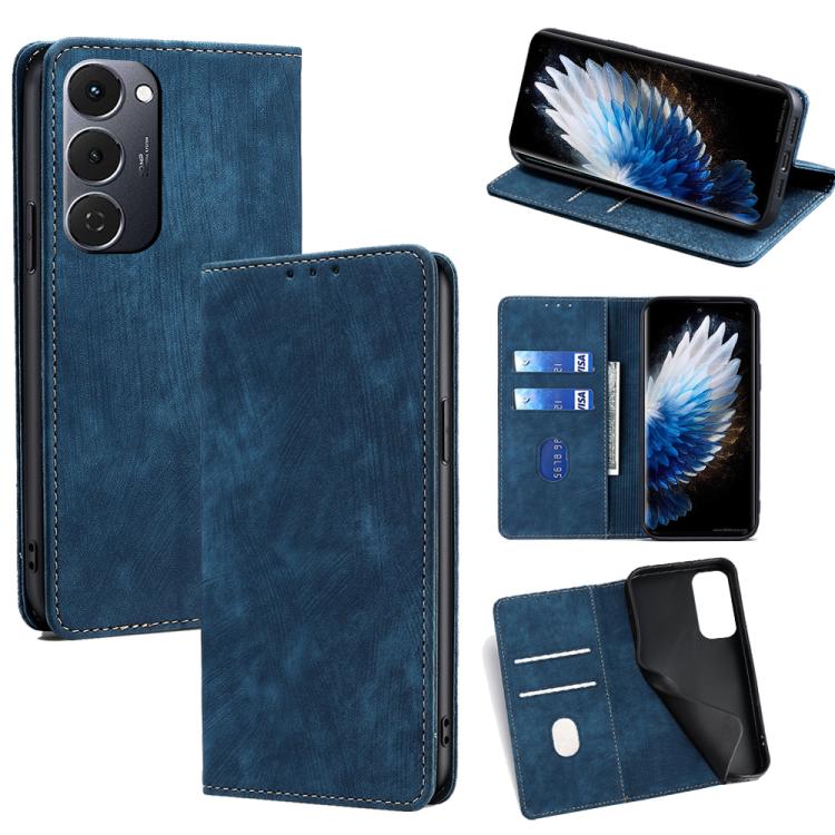 RFID Anti-theft Brush Magnetic Leather Phone Case, For Tecno Pova Slim 5G / Spark Slim 4G, For Tecno Pova 7 Pro, For Tecno Pova 7 5G, For Tecno Spark 40 Pro+ 4G, For Tecno Spark 40 Pro 4G, For Tecno Camon 40 Premier 5G, For Tecno Spark 30 4G           ...
