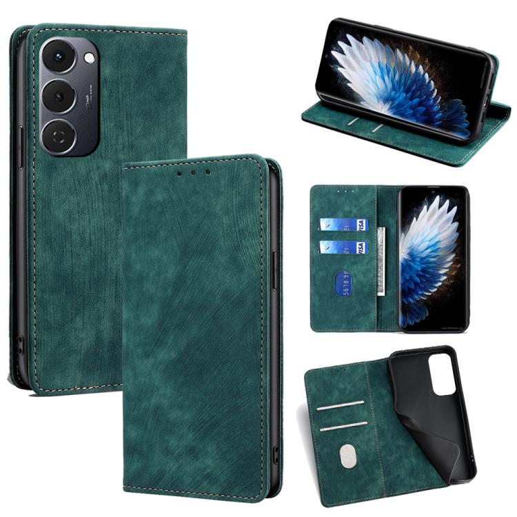 RFID Anti-theft Brush Magnetic Leather Phone Case, For Tecno Pova Slim 5G / Spark Slim 4G, For Tecno Pova 7 Pro, For Tecno Pova 7 5G, For Tecno Spark 40 Pro+ 4G, For Tecno Spark 40 Pro 4G, For Tecno Camon 40 Premier 5G, For Tecno Spark 30 4G           ...