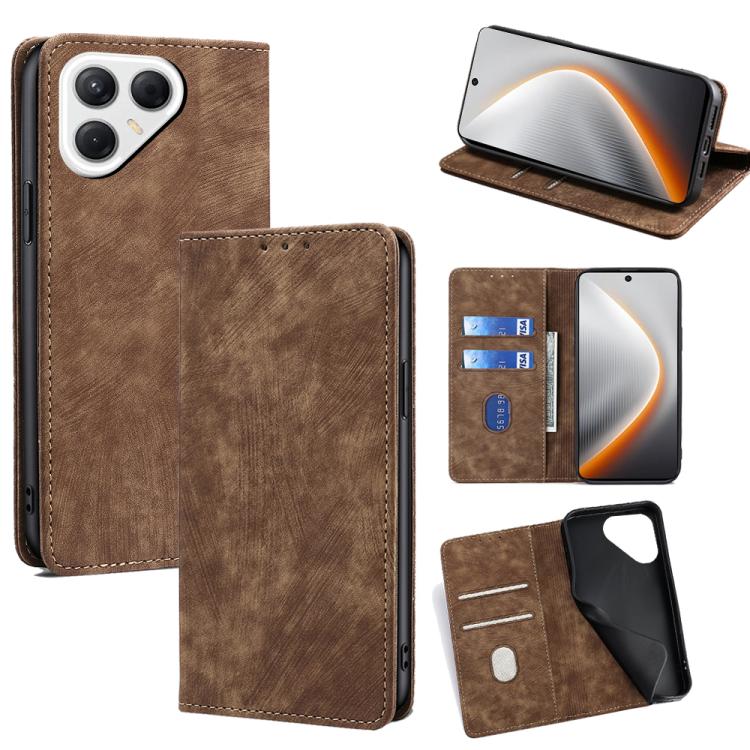 RFID Anti-theft Brush Magnetic Leather Phone Case, For Tecno Pova Slim 5G / Spark Slim 4G, For Tecno Pova 7 Pro, For Tecno Pova 7 5G, For Tecno Spark 40 Pro+ 4G, For Tecno Spark 40 Pro 4G, For Tecno Camon 40 Premier 5G, For Tecno Spark 30 4G           ...