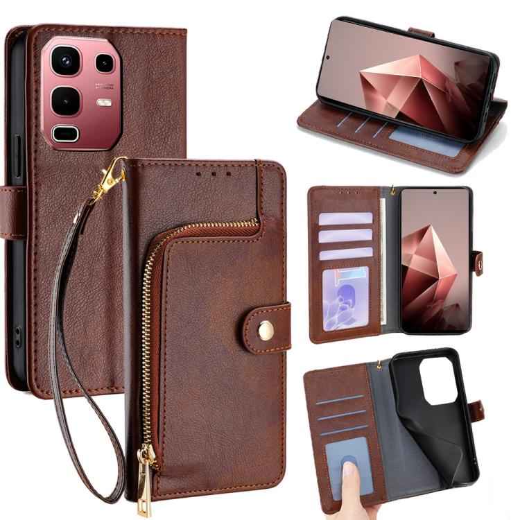 Zipper Bag Leather Phone Case, For Infinix Hot 60 5G, For Infinix Hot 60 Pro+ 4G, For Infinix Hot 60 Pro 4G, For Infinix Smart 10 4G, For Infinix Note 50s 5G, For Infinix Note 50x 5G, For Infinix Note 50 Pro+ 5G, For Infinix Note 50 4G                 ...