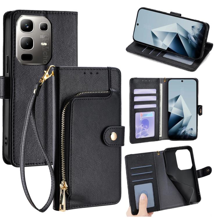 Zipper Bag Leather Phone Case, For Infinix Hot 60 5G, For Infinix Hot 60 Pro+ 4G, For Infinix Hot 60 Pro 4G, For Infinix Smart 10 4G, For Infinix Note 50s 5G, For Infinix Note 50x 5G, For Infinix Note 50 Pro+ 5G, For Infinix Note 50 4G                 ...