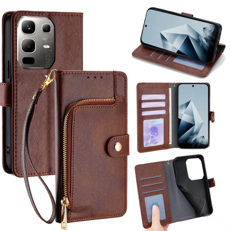Zipper Bag Leather Phone Case, For Infinix Hot 60 5G, For Infinix Hot 60 Pro+ 4G, For Infinix Hot 60 Pro 4G, For Infinix Smart 10 4G, For Infinix Note 50s 5G, For Infinix Note 50x 5G, For Infinix Note 50 Pro+ 5G, For Infinix Note 50 4G                 ...