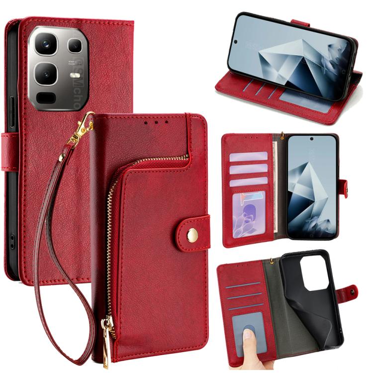 Zipper Bag Leather Phone Case, For Infinix Hot 60 5G, For Infinix Hot 60 Pro+ 4G, For Infinix Hot 60 Pro 4G, For Infinix Smart 10 4G, For Infinix Note 50s 5G, For Infinix Note 50x 5G, For Infinix Note 50 Pro+ 5G, For Infinix Note 50 4G                 ...