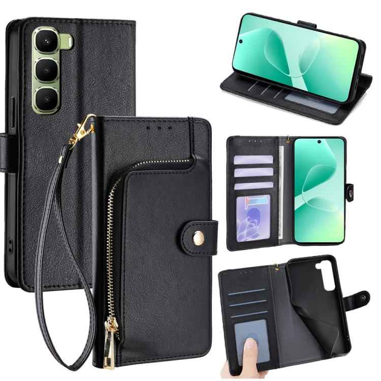 Zipper Bag Leather Phone Case, For Infinix Hot 60 5G, For Infinix Hot 60 Pro+ 4G, For Infinix Hot 60 Pro 4G, For Infinix Smart 10 4G, For Infinix Note 50s 5G, For Infinix Note 50x 5G, For Infinix Note 50 Pro+ 5G, For Infinix Note 50 4G                 ...