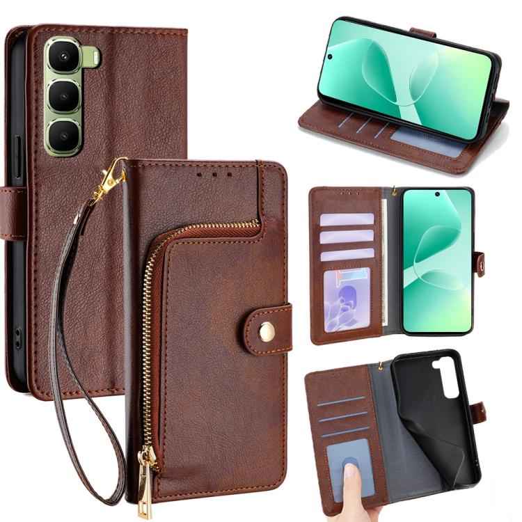 Zipper Bag Leather Phone Case, For Infinix Hot 60 5G, For Infinix Hot 60 Pro+ 4G, For Infinix Hot 60 Pro 4G, For Infinix Smart 10 4G, For Infinix Note 50s 5G, For Infinix Note 50x 5G, For Infinix Note 50 Pro+ 5G, For Infinix Note 50 4G                 ...
