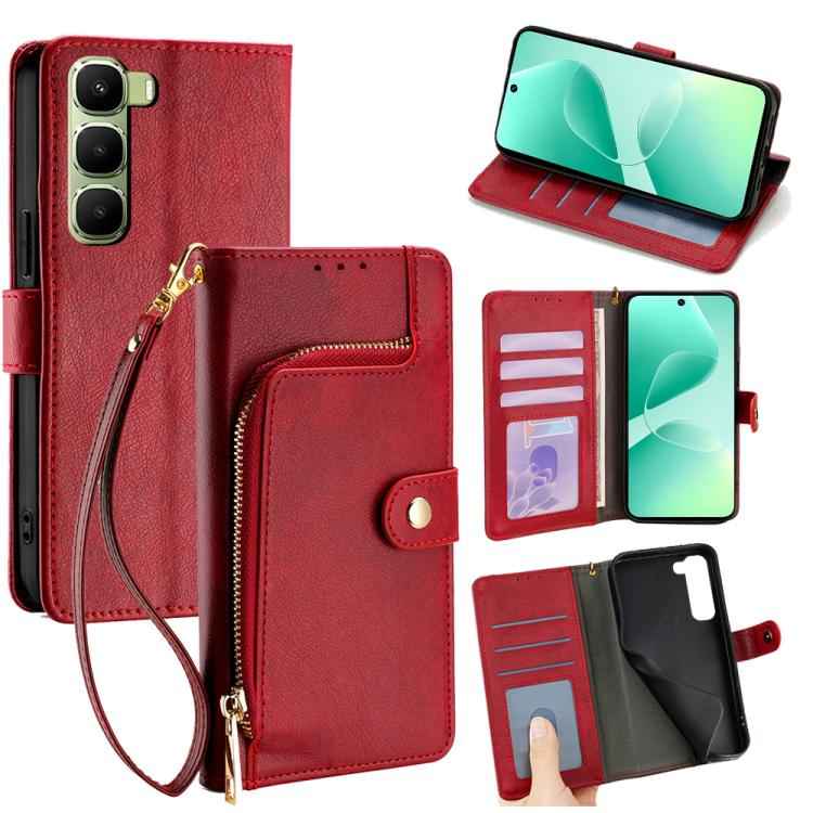 Zipper Bag Leather Phone Case, For Infinix Hot 60 5G, For Infinix Hot 60 Pro+ 4G, For Infinix Hot 60 Pro 4G, For Infinix Smart 10 4G, For Infinix Note 50s 5G, For Infinix Note 50x 5G, For Infinix Note 50 Pro+ 5G, For Infinix Note 50 4G                 ...