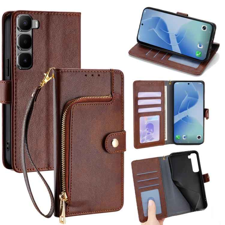 Zipper Bag Leather Phone Case, For Infinix Hot 60 5G, For Infinix Hot 60 Pro+ 4G, For Infinix Hot 60 Pro 4G, For Infinix Smart 10 4G, For Infinix Note 50s 5G, For Infinix Note 50x 5G, For Infinix Note 50 Pro+ 5G, For Infinix Note 50 4G                 ...