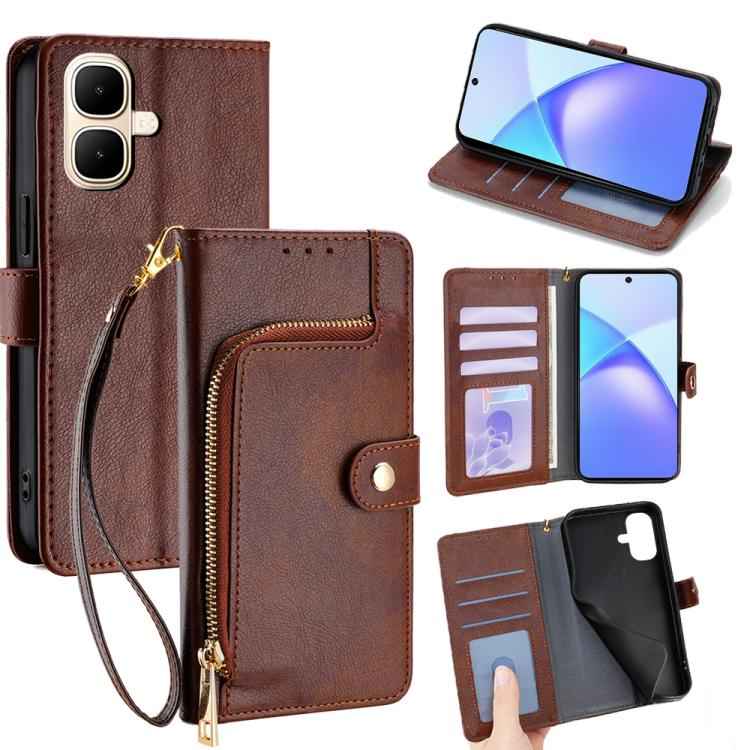 Zipper Bag Leather Phone Case, For Infinix Hot 60 5G, For Infinix Hot 60 Pro+ 4G, For Infinix Hot 60 Pro 4G, For Infinix Smart 10 4G, For Infinix Note 50s 5G, For Infinix Note 50x 5G, For Infinix Note 50 Pro+ 5G, For Infinix Note 50 4G                 ...