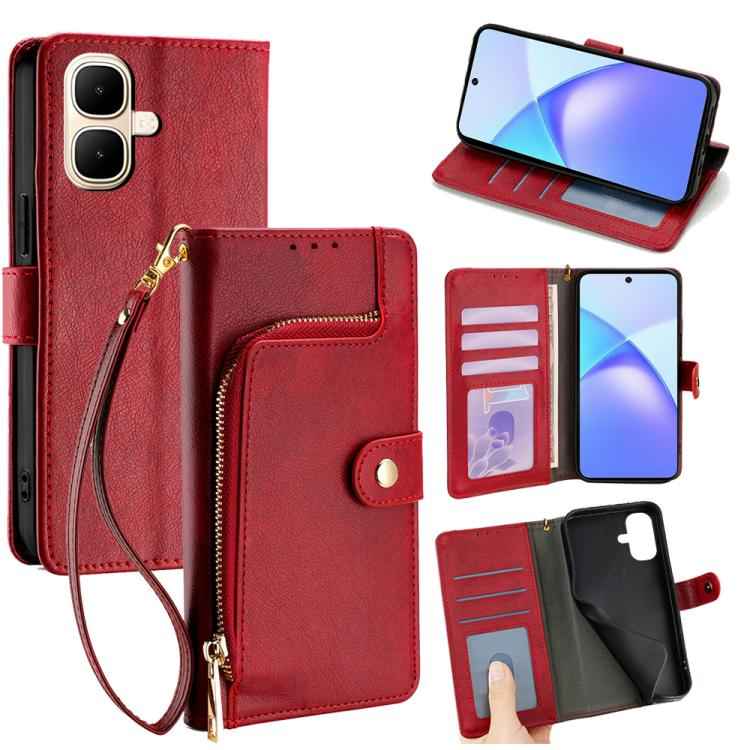 Zipper Bag Leather Phone Case, For Infinix Hot 60 5G, For Infinix Hot 60 Pro+ 4G, For Infinix Hot 60 Pro 4G, For Infinix Smart 10 4G, For Infinix Note 50s 5G, For Infinix Note 50x 5G, For Infinix Note 50 Pro+ 5G, For Infinix Note 50 4G                 ...