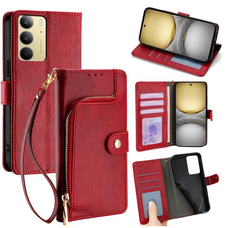 Zipper Bag Leather Phone Case, For Realme GT 7 5G Global, For Realme 14 5G Global, For Realme P3 Ultra 5G, For Realme P3 Pro 5G Global, For Realme 14 Pro+ 5G, For Realme 14 Pro 5G Global, For Realme C75 4G / 14x 5G Global, For Realme 13 Pro 5G         ...