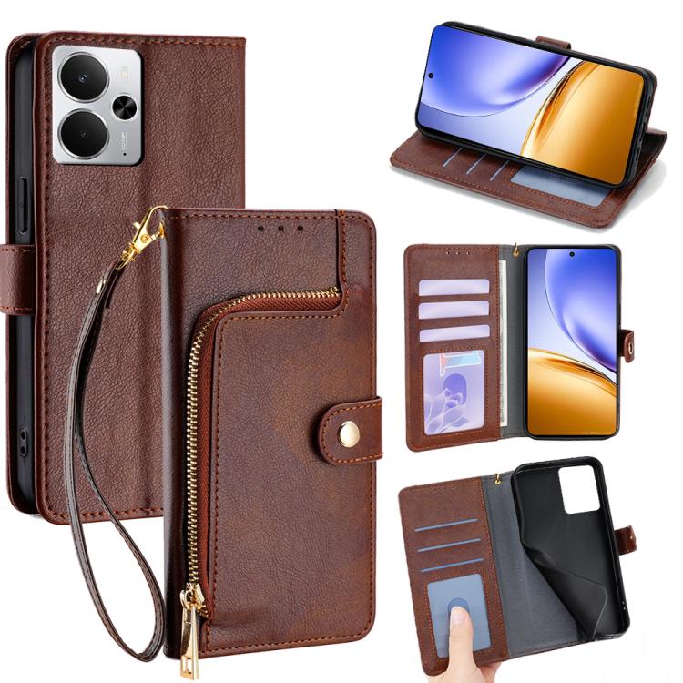 Zipper Bag Leather Phone Case, For Realme GT 7 5G Global, For Realme 14 5G Global, For Realme P3 Ultra 5G, For Realme P3 Pro 5G Global, For Realme 14 Pro+ 5G, For Realme 14 Pro 5G Global, For Realme C75 4G / 14x 5G Global, For Realme 13 Pro 5G         ...