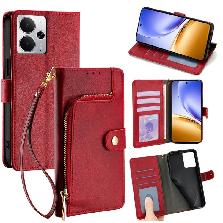 Zipper Bag Leather Phone Case, For Realme GT 7 5G Global, For Realme 14 5G Global, For Realme P3 Ultra 5G, For Realme P3 Pro 5G Global, For Realme 14 Pro+ 5G, For Realme 14 Pro 5G Global, For Realme C75 4G / 14x 5G Global, For Realme 13 Pro 5G         ...