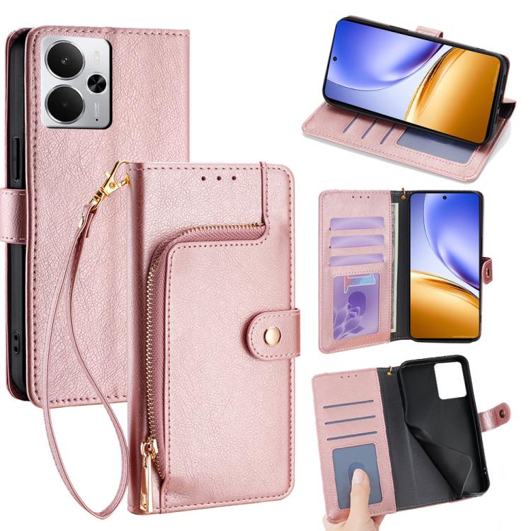 Zipper Bag Leather Phone Case, For Realme GT 7 5G Global, For Realme 14 5G Global, For Realme P3 Ultra 5G, For Realme P3 Pro 5G Global, For Realme 14 Pro+ 5G, For Realme 14 Pro 5G Global, For Realme C75 4G / 14x 5G Global, For Realme 13 Pro 5G         ...