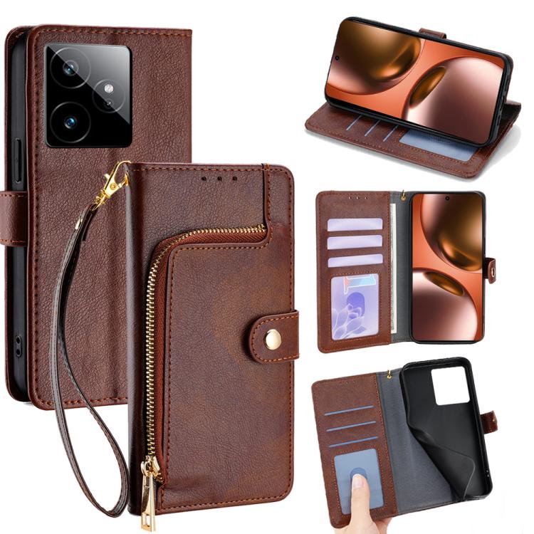Zipper Bag Leather Phone Case, For Realme GT 7 5G Global, For Realme 14 5G Global, For Realme P3 Ultra 5G, For Realme P3 Pro 5G Global, For Realme 14 Pro+ 5G, For Realme 14 Pro 5G Global, For Realme C75 4G / 14x 5G Global, For Realme 13 Pro 5G         ...