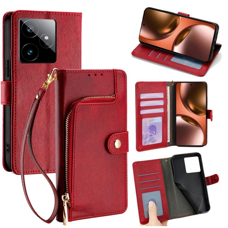 Zipper Bag Leather Phone Case, For Realme GT 7 5G Global, For Realme 14 5G Global, For Realme P3 Ultra 5G, For Realme P3 Pro 5G Global, For Realme 14 Pro+ 5G, For Realme 14 Pro 5G Global, For Realme C75 4G / 14x 5G Global, For Realme 13 Pro 5G         ...