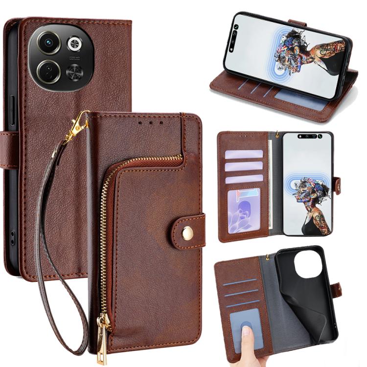 Zipper Bag Leather Phone Case, For Tecno Pova Slim 5G / Spark Slim 4G, For Tecno Pova 7 Pro, For Tecno Spark 40 Pro+ 4G, For Tecno Spark 40 Pro 4G, For Tecno Camon 40 Premier 5G, For Tecno Spark 30 4G, For Tecno Pova 6 Neo 5G, For Tecno Spark 30C 4G   ...