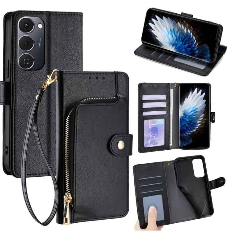 Zipper Bag Leather Phone Case, For Tecno Pova Slim 5G / Spark Slim 4G, For Tecno Pova 7 Pro, For Tecno Spark 40 Pro+ 4G, For Tecno Spark 40 Pro 4G, For Tecno Camon 40 Premier 5G, For Tecno Spark 30 4G, For Tecno Pova 6 Neo 5G, For Tecno Spark 30C 4G   ...