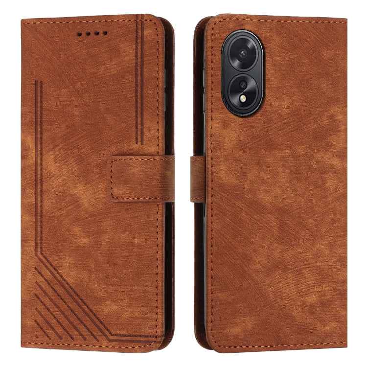 Skin Feel Stripe Pattern Leather Phone Case with Lanyard, For OPPO A6x 5G / A6 5G, For OPPO A60 4G, For OPPO A3 Pro, For OPPO Reno11 F, For OPPO A38, For OPPO A58 4G, For OPPO Reno10 5G/Reno10 Pro 5G Global, For OPPO A78 4G