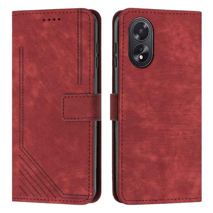 Skin Feel Stripe Pattern Leather Phone Case with Lanyard, For OPPO A6x 5G / A6 5G, For OPPO A60 4G, For OPPO A3 Pro, For OPPO Reno11 F, For OPPO A38, For OPPO A58 4G, For OPPO Reno10 5G/Reno10 Pro 5G Global, For OPPO A78 4G
