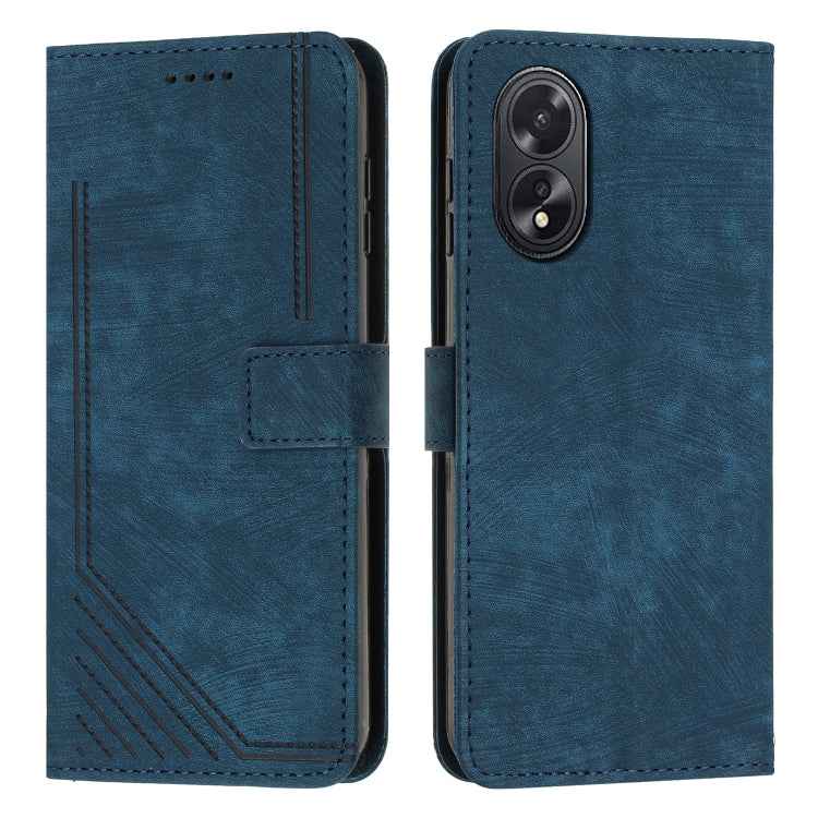 Skin Feel Stripe Pattern Leather Phone Case with Lanyard, For OPPO A6x 5G / A6 5G, For OPPO A60 4G, For OPPO A3 Pro, For OPPO Reno11 F, For OPPO A38, For OPPO A58 4G, For OPPO Reno10 5G/Reno10 Pro 5G Global, For OPPO A78 4G