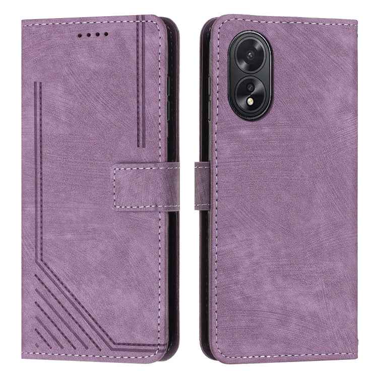 Skin Feel Stripe Pattern Leather Phone Case with Lanyard, For OPPO A6x 5G / A6 5G, For OPPO A60 4G, For OPPO A3 Pro, For OPPO Reno11 F, For OPPO A38, For OPPO A58 4G, For OPPO Reno10 5G/Reno10 Pro 5G Global, For OPPO A78 4G