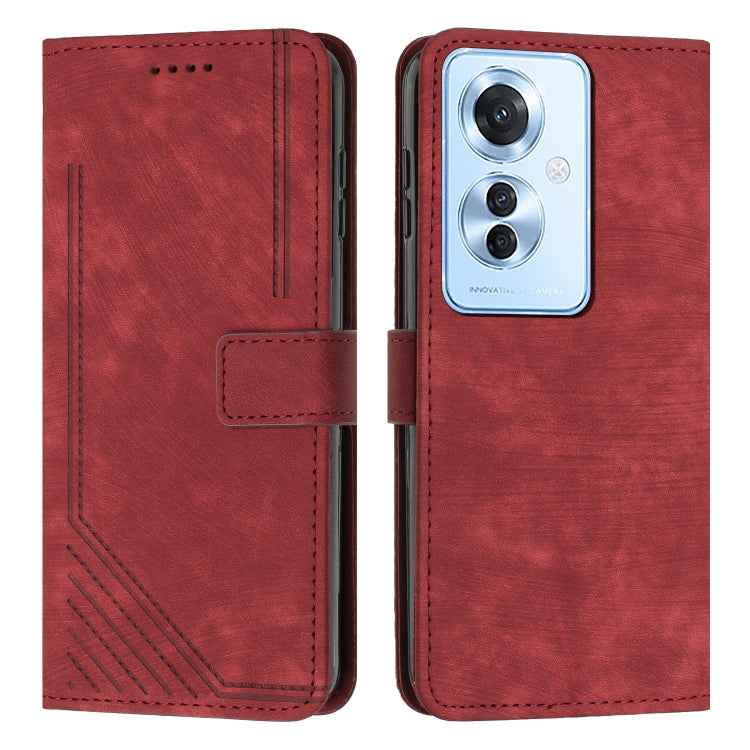 Skin Feel Stripe Pattern Leather Phone Case with Lanyard, For OPPO A6x 5G / A6 5G, For OPPO A60 4G, For OPPO A3 Pro, For OPPO Reno11 F, For OPPO A38, For OPPO A58 4G, For OPPO Reno10 5G/Reno10 Pro 5G Global, For OPPO A78 4G