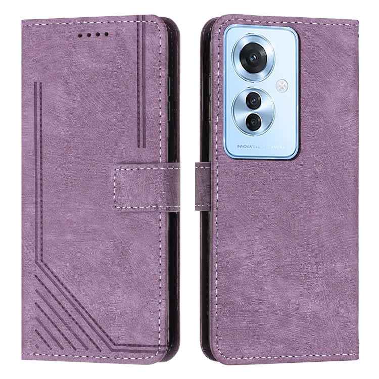 Skin Feel Stripe Pattern Leather Phone Case with Lanyard, For OPPO A6x 5G / A6 5G, For OPPO A60 4G, For OPPO A3 Pro, For OPPO Reno11 F, For OPPO A38, For OPPO A58 4G, For OPPO Reno10 5G/Reno10 Pro 5G Global, For OPPO A78 4G